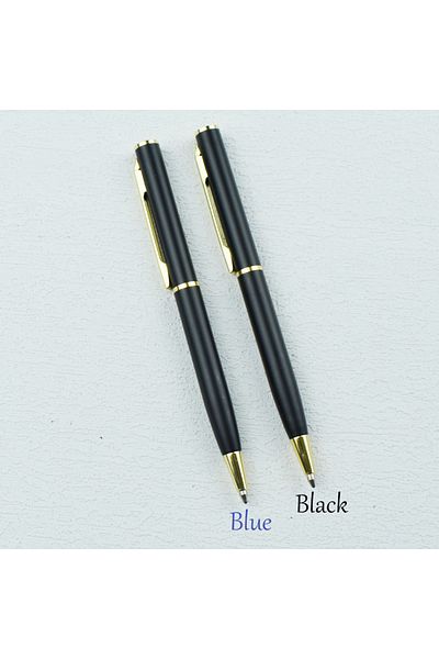 Choice Black 2pcs/Set Mini Metal Twist-Action Ballpoint Pens Dual Blue & Black Refills Portable Writing Too