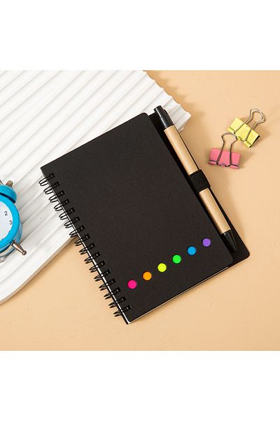 Choice black Creative Portable Notebook with Sticky Notes and PenStudent Office Notebook Sticky Notes Stati