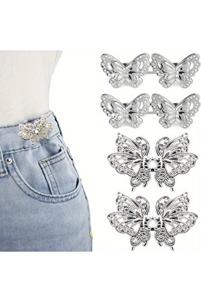 choice2 butterfly1 4 pairs of adjustable denim button clips, loose denim meta...