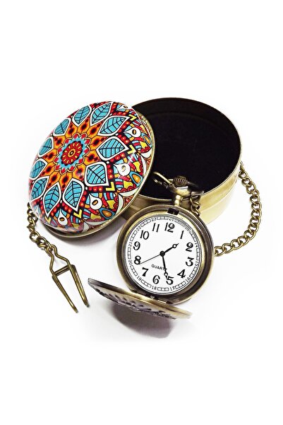 UpWay Osmanlı Armalı Zincirli Pilli Pirinç Köstekli Saat Osmanlı Motifli Meta...