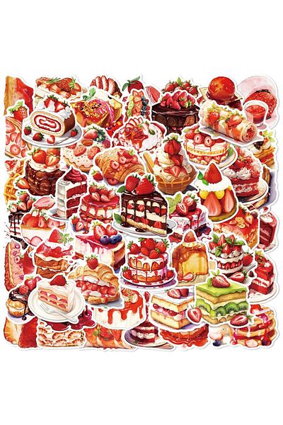Choice 50PCS Strawberry Cake Dessert Graffiti Stickers for Helmet Bicycle Hand Account Pencil Case Decals