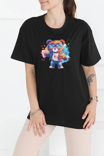 TOFİSA Printed Short Sleeve T-Shirt Navy Blue - 27349