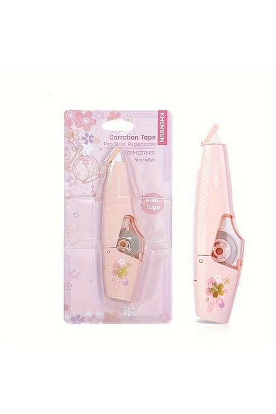 Choice Pink KHINSUN School Correction Tape with Refill Pen Style White Out Corrector Easy Replaceable Corre