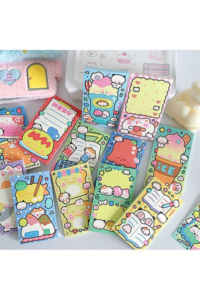 Choice 2pcs Random Color 2PC Kawaii Comic Tearable Sticky Note Book with 50pages Portable Word Notebook and