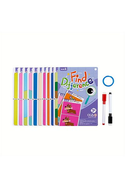 Choice primary Erasable Early Learning Card - Reusable "Find Differences" Training Game with Color Illustra