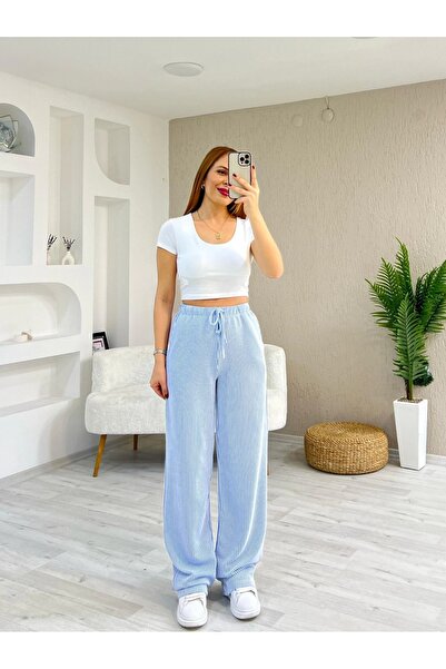 MODA Strdivrus Striped Blue Draped Pant Sweatpants