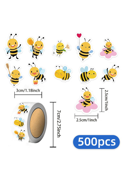 Choice 500 قطعة من ملصقات لفافة زخرفية على شكل نحلة صغيرة، ملصقات ختم مغلفات ...