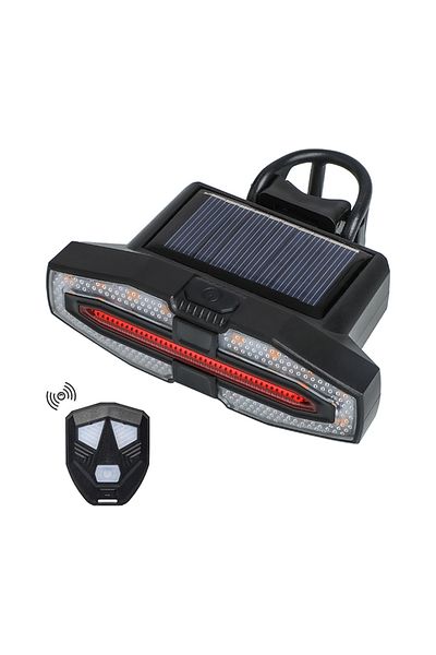 Choice Solar Rechargeable Bike Tail Light with Turn Signals Bicycle Rear Light Wireless Remote Control War