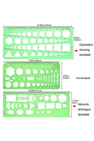 Choice IMZAY 11 Pcs/set Green Hollow Measuring Rulers Tailor Sewig Supplies Office School Templates Teac...