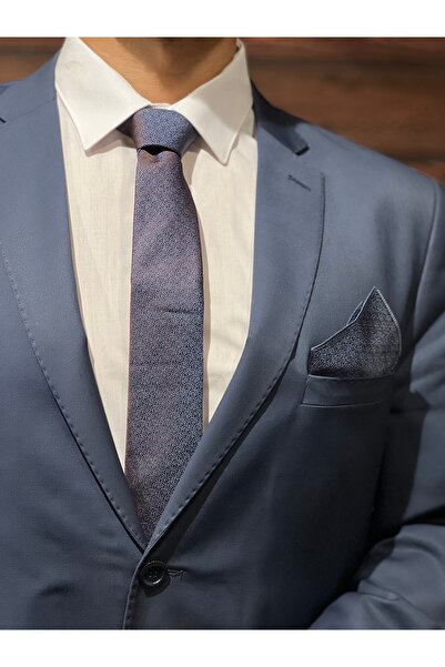 BZN Men's Blue Handkerchief Tie