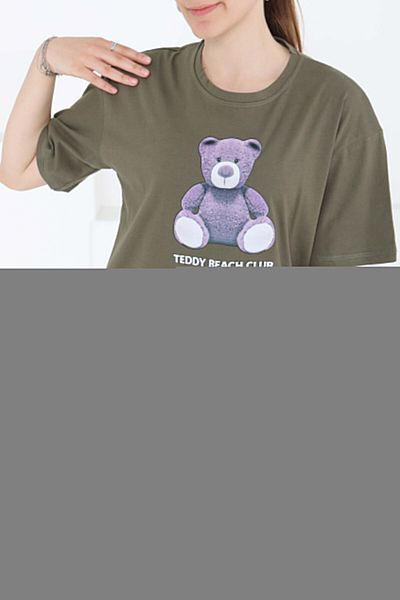 TOFİSA Printed Short Sleeve T-Shirt Khaki - 27347