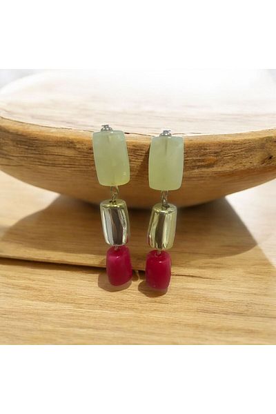 demirosa 3 Color Block Beaded Modern Earrings