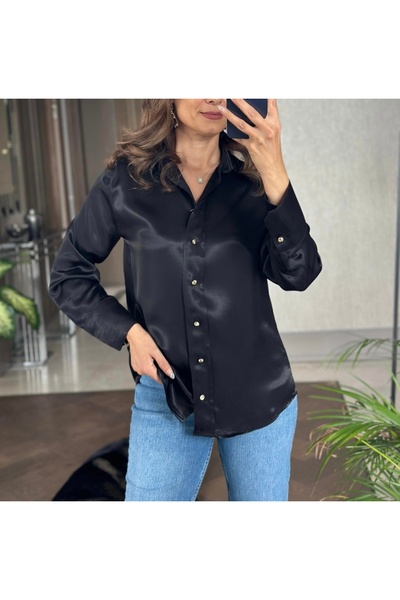 KAROL Gold Düğmeli Saten Gömlek