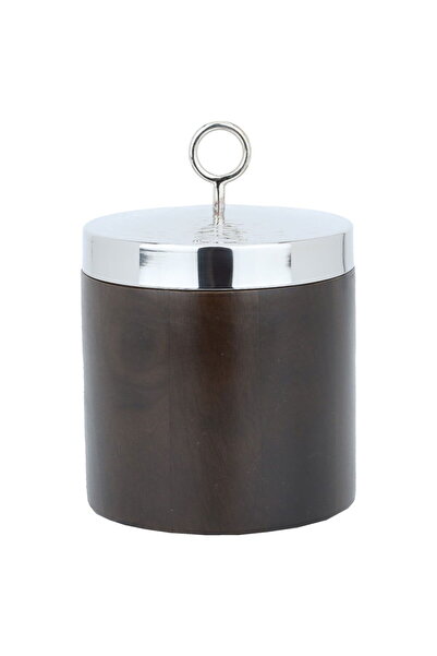 Generic Al saif Gallery Wooden Box with Steel Lid, Round - Brown