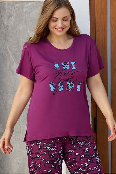 Aydoğan Women's Plus Size Capri Pajamas Suit 240276