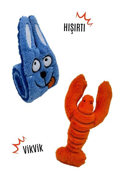 Havhav Ocean Adventure 2-Piece Dog Toy - Rustling Snail and Creaking Lobster Plush Set