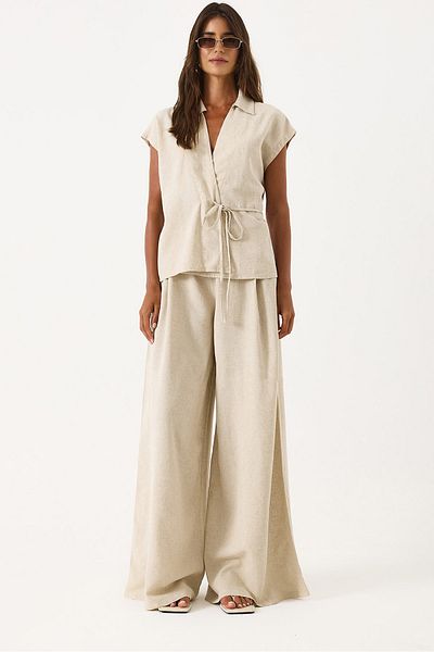 VENA Wrapped Linen Shirt - Naturel