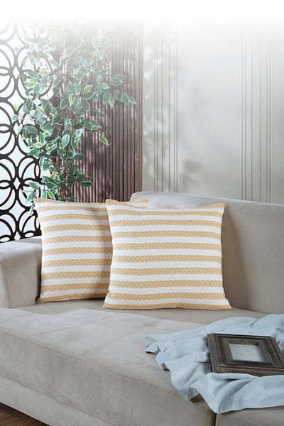 LADYNİL Husă de pernă de vară 2 bucăți Față de pernă decorativă 45x45 cu fermoar Galben