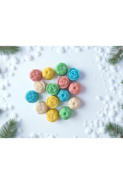 EQMQ STORE KOZMETİK Mini Decorative Scented Soap, Mixed Color Mixed Pattern Soap 1 Piece 2X2 cm (15 Pieces)