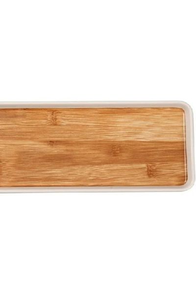 Felli Elegant Durable Rectangular Melamine and Bamboo Serving Tray