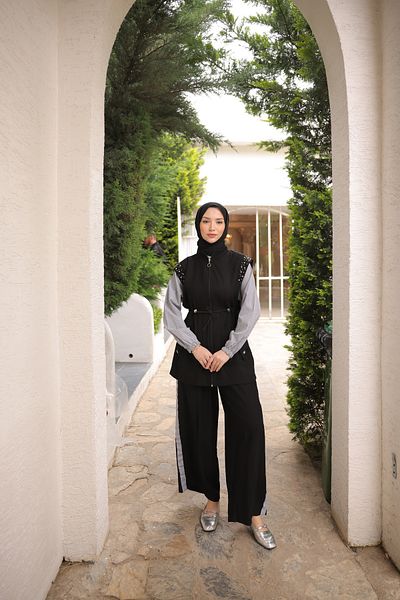 Ryzi Moda Women's Hijab Tracksuit Set, Top-Bottom Set, Stylish and Modern Hijab Clothing Stone Data
