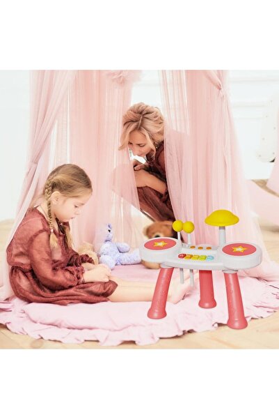 Smart Vibe SuperStar Indiggo® 2in1 Multifunctional Music Table with Piano and Drums, Virant Pink