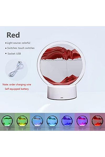 Generic 3D Hourglass LED Lamp, USB Quicksand Nightlight LED Table Lamp, 7 Colors Art Night Lamp Moving Sand