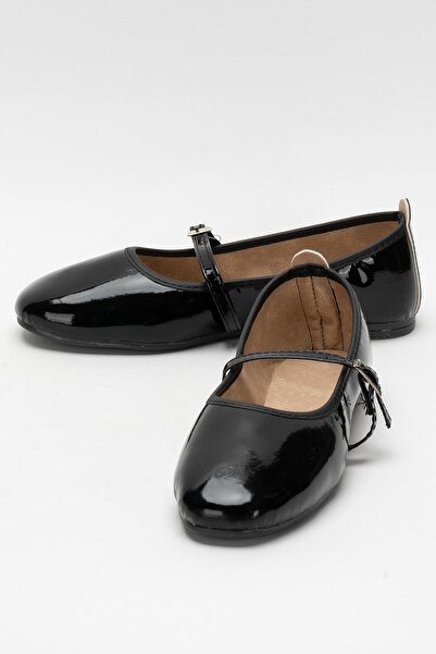 Liger Γυναικεία Λεπτομέρεια Ζώνης Λουστρίνι Παπούτσια Μπαλαρίνας ΜΑΥΡΟ