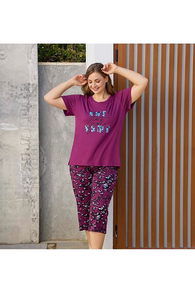 Aydoğan Women's Plus Size Capri Pajamas Suit 240276