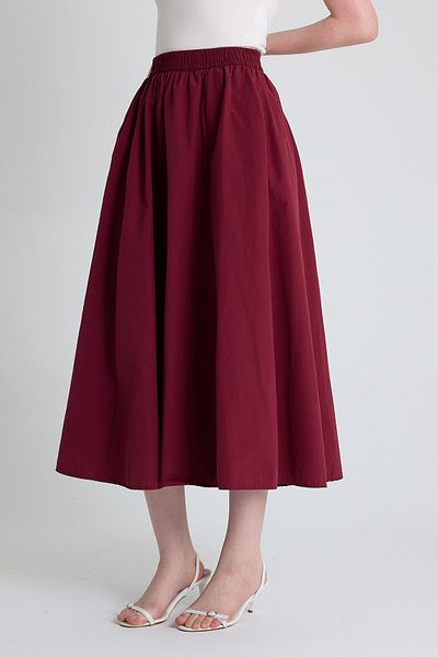 Rays Burgundy Pocket Detail Mevlana Midi Skirt 3950