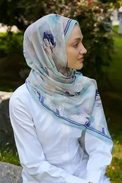 Madame Polo Σάλι Prestige Leona Pattern - Μέντα
