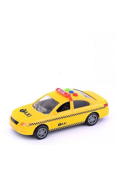 indiggo Masinuta Taxi de Jucarie, cu Lumini si Sunete, Roti din Cauciuc, Scara 1:32, Lungime 15 cm, Galben