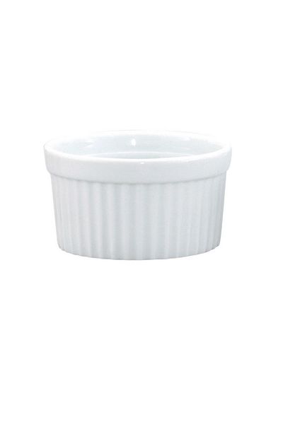 HIC Microwave and Dishwasher Safe Porcelain Kitchen Ramekin Bowl White 4oz