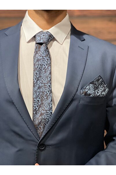 BZN Men's Blue Handkerchief Tie