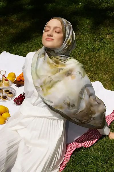 Madame Polo Σάλι Prestige Dalia Pattern - Πράσινο