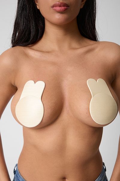 leswear Αυτοκόλλητο σουτιέν σιλικόνης Ecru Color Push Up Breast Lifting Κάλυμμα θηλών