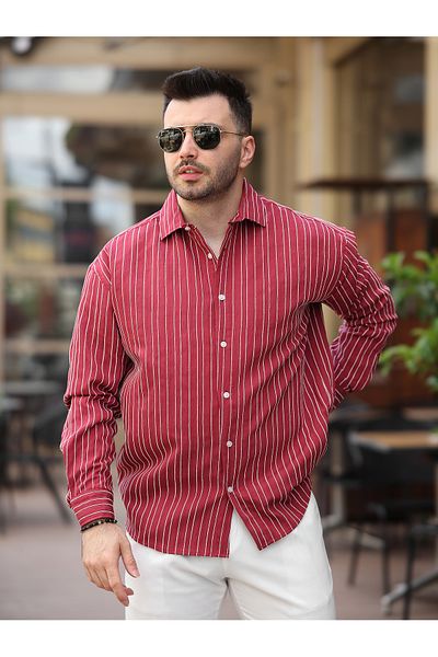 BASEL.CO New Season Eşref Single Light Oversize Long Sleeve Lycra Ironing Not Asking Trend Striped Shirt