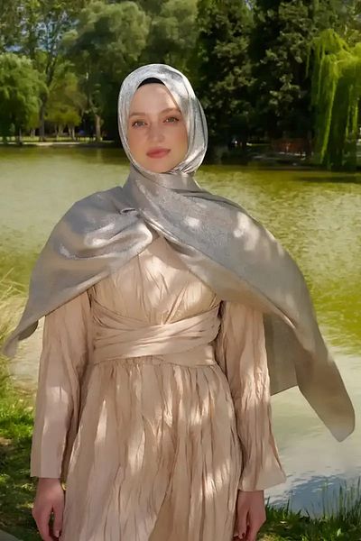 Madame Polo Elegance Ethnic Pattern Jacquard Shawl - Μπεζ