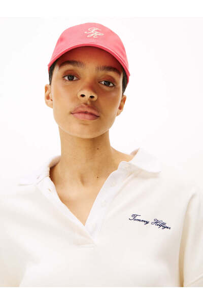 Tommy Hilfiger Kadın %100 Pamuklu Nefes Alabilen Kumaşlı Ayarlanabilir Tokalı Pembe Şapka AW0AW17489-TJH