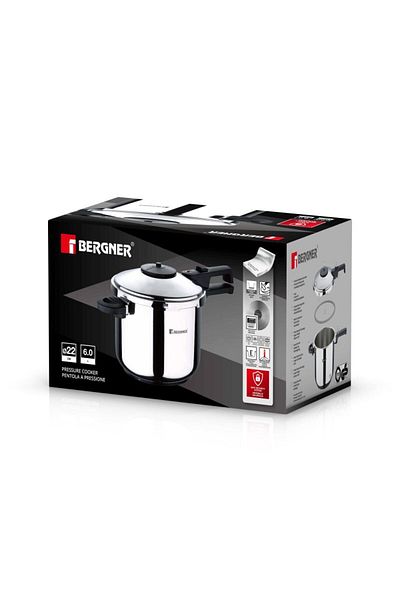 MasterPro Pressure cooker CRETA stainless steel 6 liters, 22 cm
