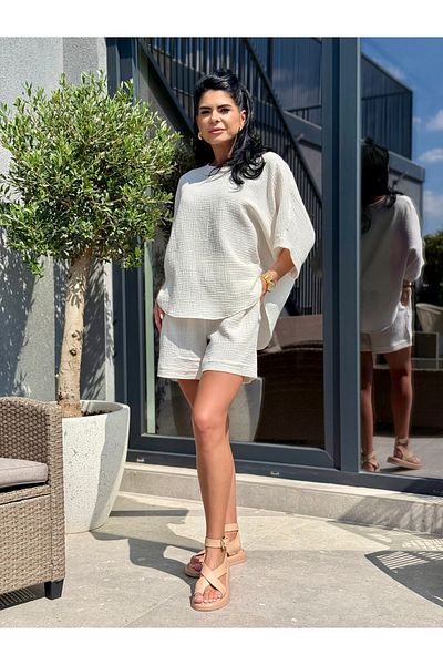 RAMONA BADESCU EXCLUSIVE Women's Muslin Set - Loose Blouse And Shorts