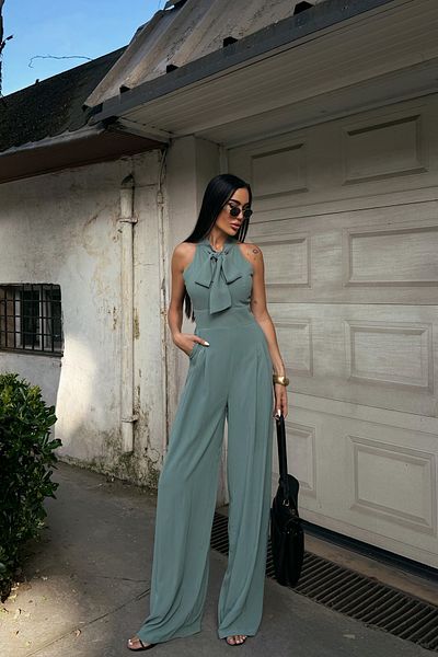 Seda Yalçın Atelier Mint Relaxed Cut Jumpsuit with Tie Detail