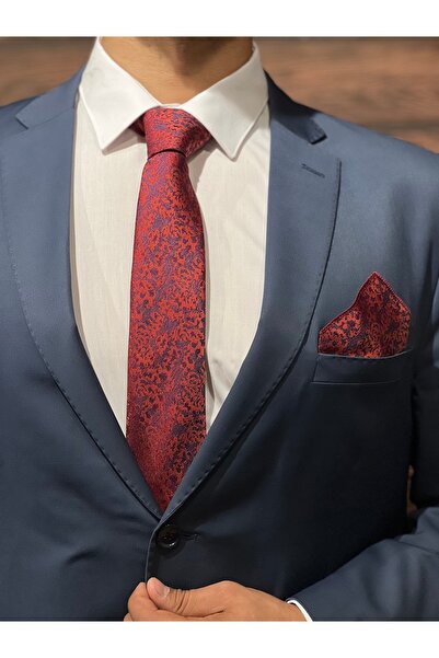 BZN Men's Red Handkerchief Tie