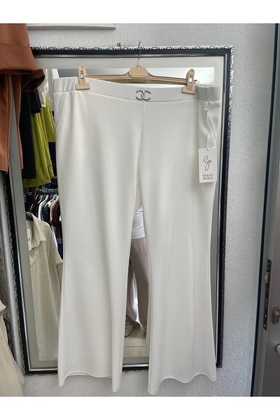 Yaren Moda Women's Bell Crepe Fabric Spanish Pantalon Battal