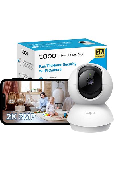 tapo كاميرا مراقبة ذكية TP-Link Pan/Tilt، كاميرات مراقبة داخلية، رؤية دوارة 360 درجة، تعمل مع Alexa و
