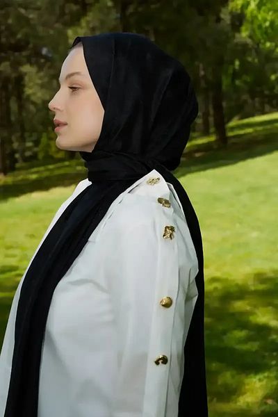 Madame Polo Σάλι Ζακάρ Elegance Ethnic Pattern - Μαύρο