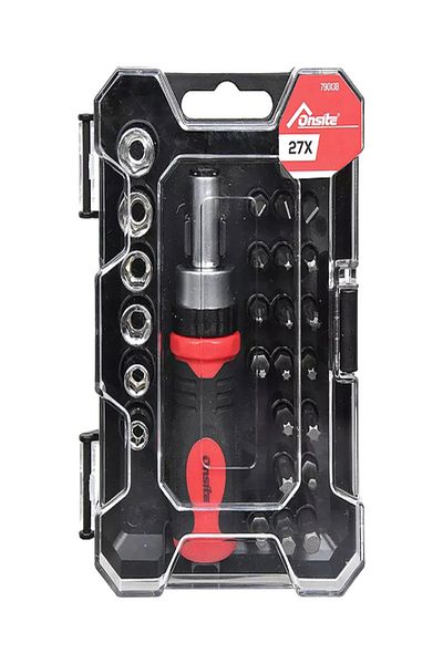 Onsite 27-Piece Sturdy and Compact Stubby Ratchet Screwdriver Set
