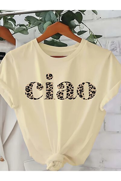 WOODROFFE Tricou de damă CİAO cu decolteu cu imprimeu oversize