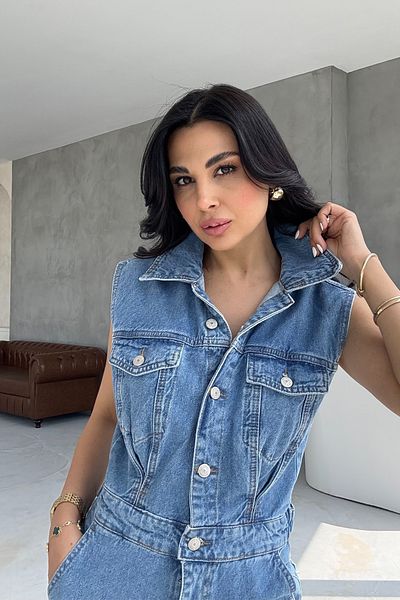 Seda Yalçın Atelier Blue Balloon Denim Jumpsuit