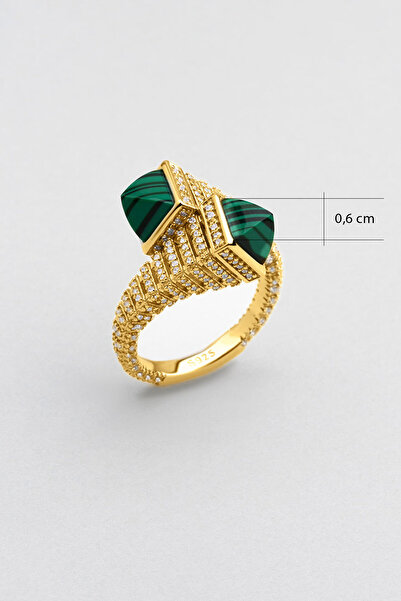 So CHIC... Tanrıça 18 Ayar Sarı Altın Kaplama Gümüş Tasarım Yüzük